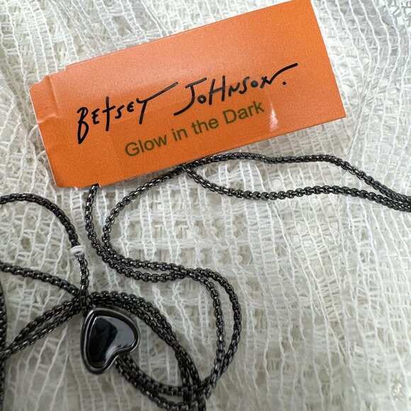 Betsey Johnson Glow In The Dark Skeleton & Spider Web Pendant Necklace - Picture 7 of 8